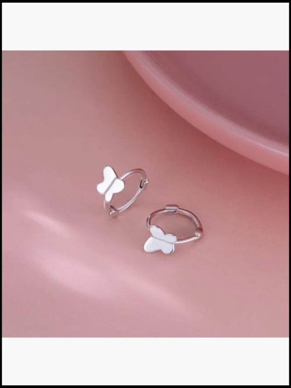 Solid 925 Sterling Silver Butterfly Hoop Earrings Huggie Cute Screw Back